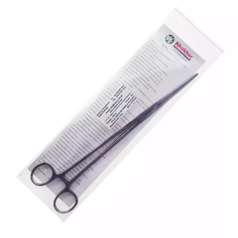 Зажим 17-194, кровоостанавливающий, зубчатый, прямой №3, длина 270мм, аналог З-42-1