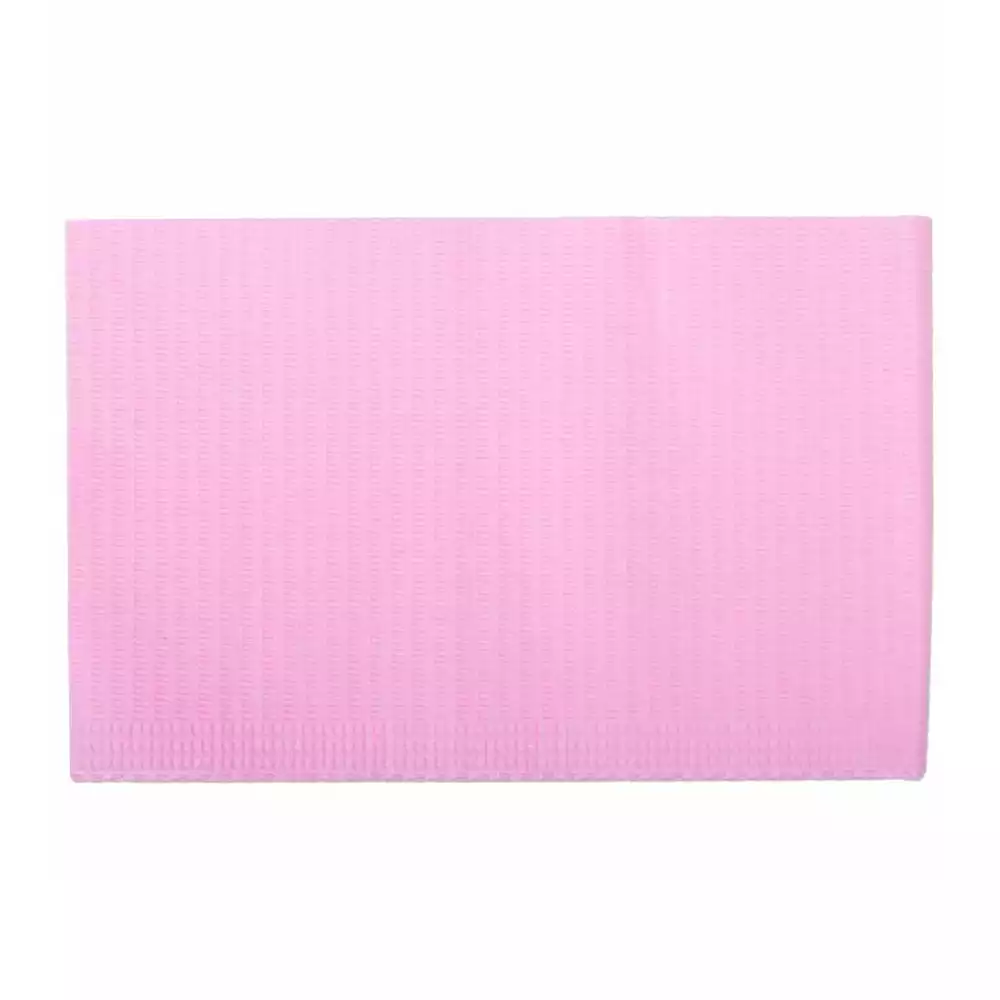 Салфетка-нагрудник, размер 35*45см, 2-х слойные, бумага+полиэтилен, нестерильная, цвет розовый