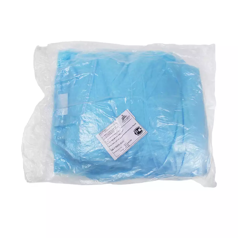 Халат хирургический ЕВРО, длина 140см, материал СМС 20г/м2, размер 52-54, рукав на резинке, нестерильный