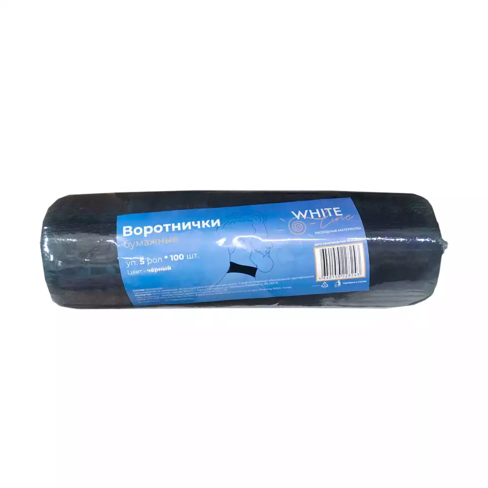 Воротничок (салфетка) на липучках, размер 8*40см, бумажный,  черный (500 шт/упак)