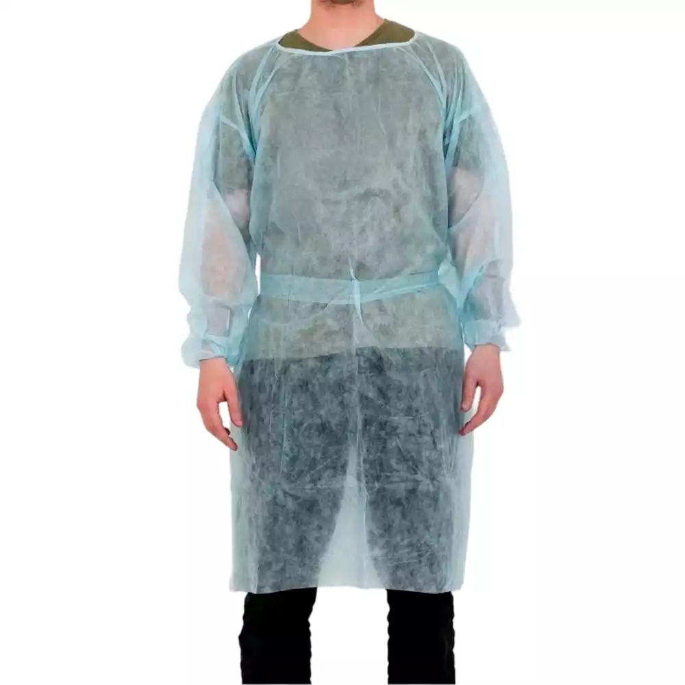 Халат медицинский, материал Спанбонд, размер XXL, длина 110см, рукава на резинке, на 2-х завязках, нестерильный, цвет голубой
