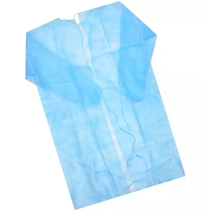Халат медицинский, материал Спанбонд, размер XXL, длина 110см, рукава на резинке, на 2-х завязках, нестерильный, цвет голубой
