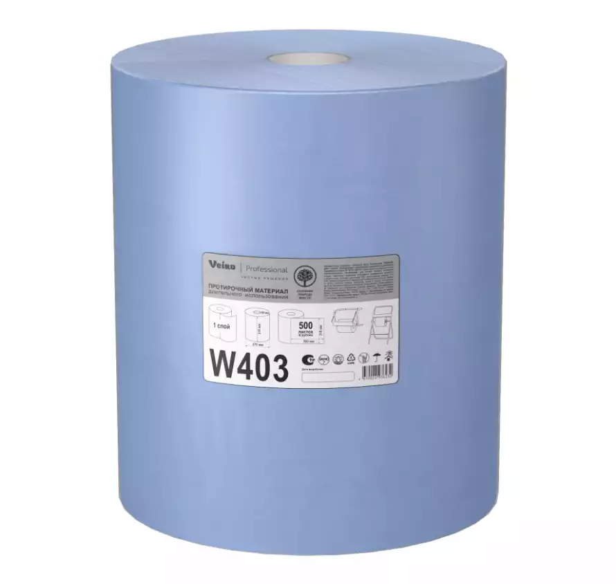 Нетканые салфетки (протирочный материал) в рулоне 31,5х38см 500л. Veiro Professional Premium, целлюлоза 70%, искусственные волокна PP 30%