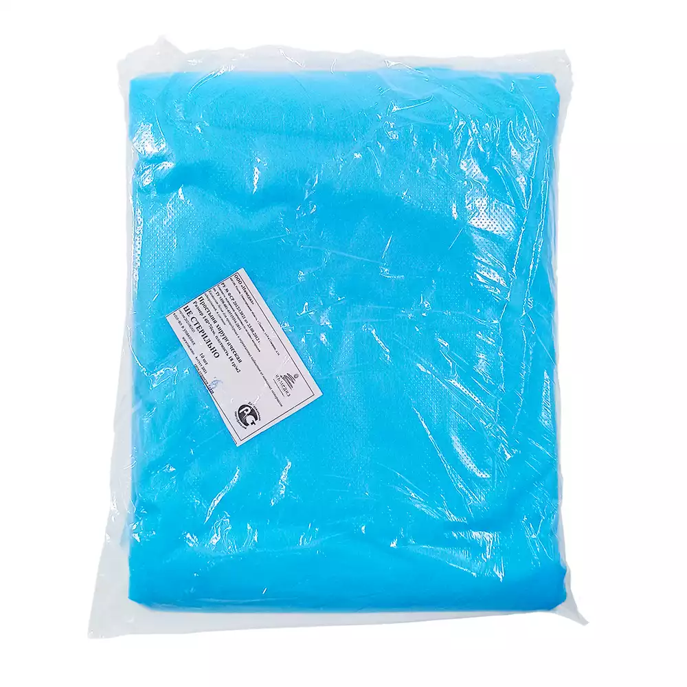 Простыня 140*70см, материал СМС 18г/м2,  нестерильная, голубая/