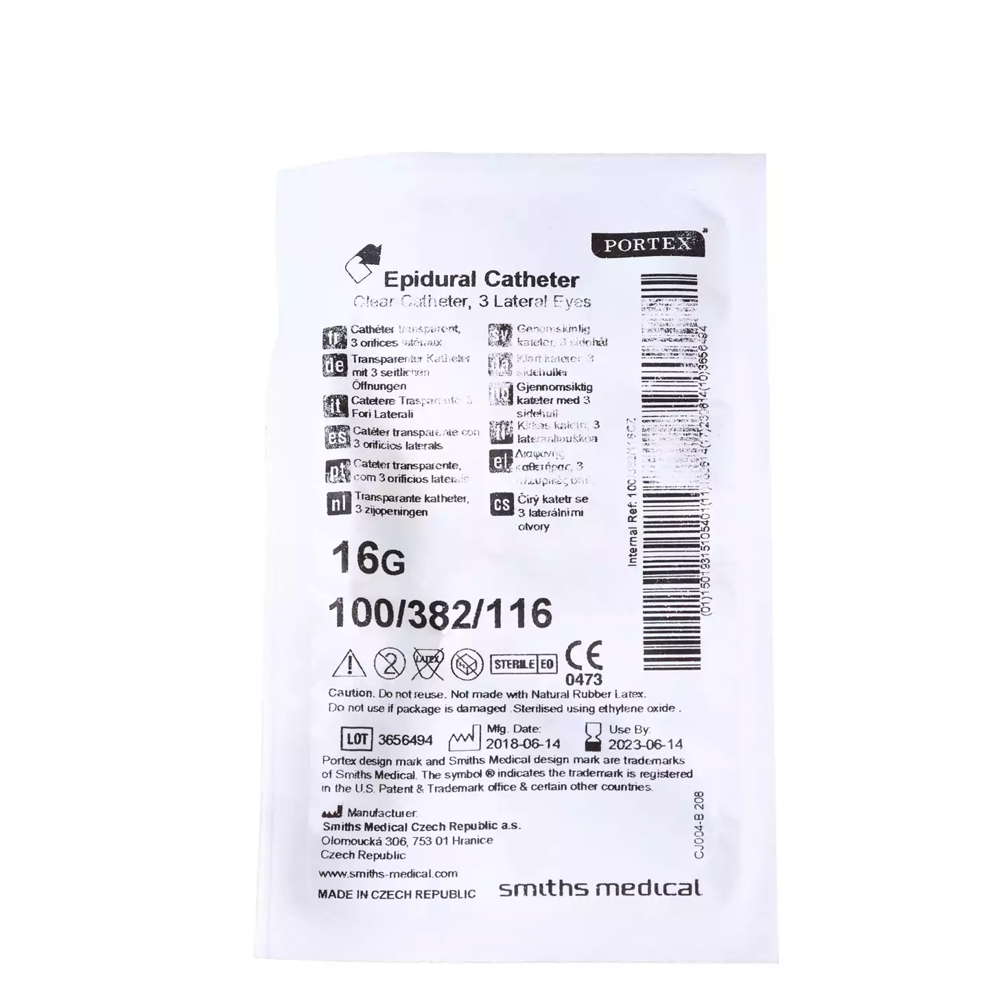 Катетер эпидуральный Portex, размер 16G, 3 латеральных глазка